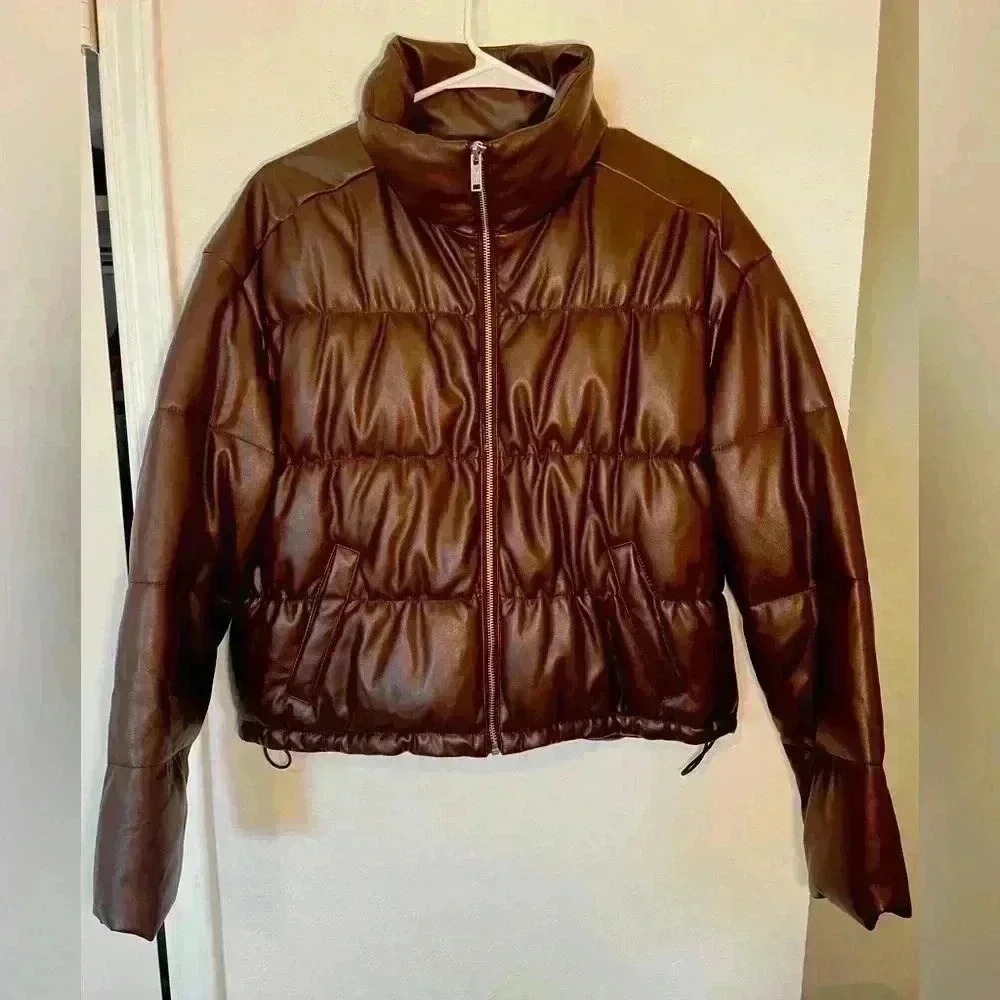 Hollister Brown Puffer Collection Y2K Jacket Womens Size Small